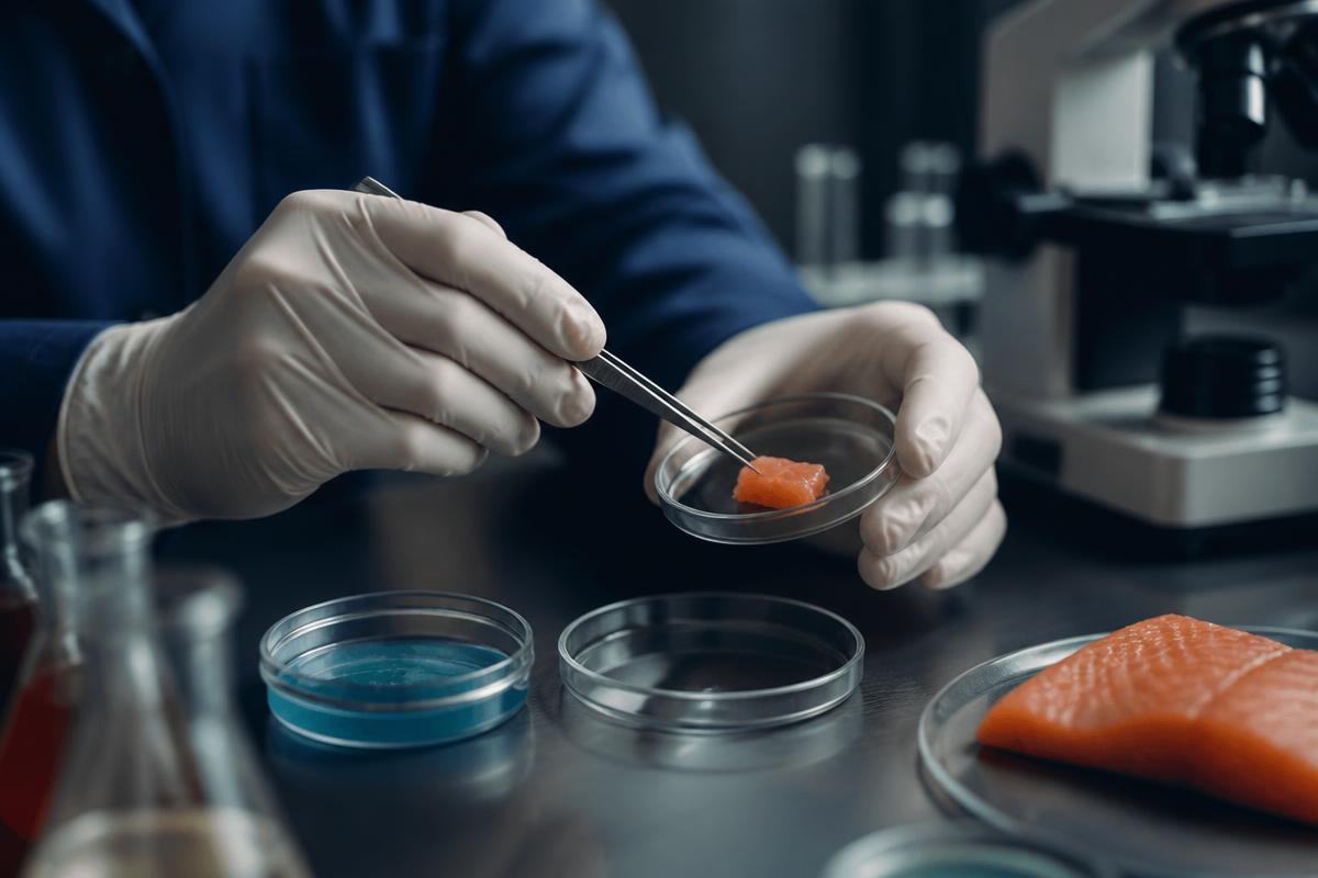 Laboratory technician testing a food sample for pathogens